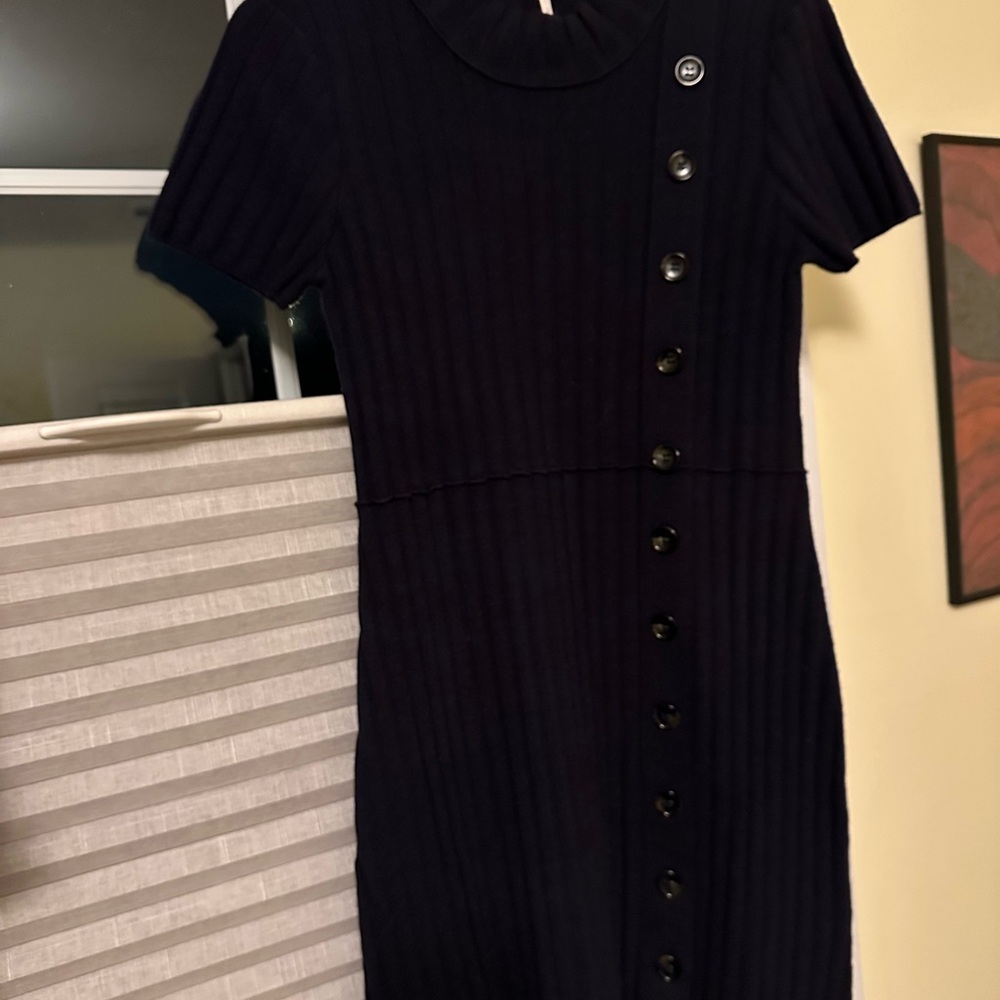 Free People navy Sheath Midi Dress with Peter Pan Collar